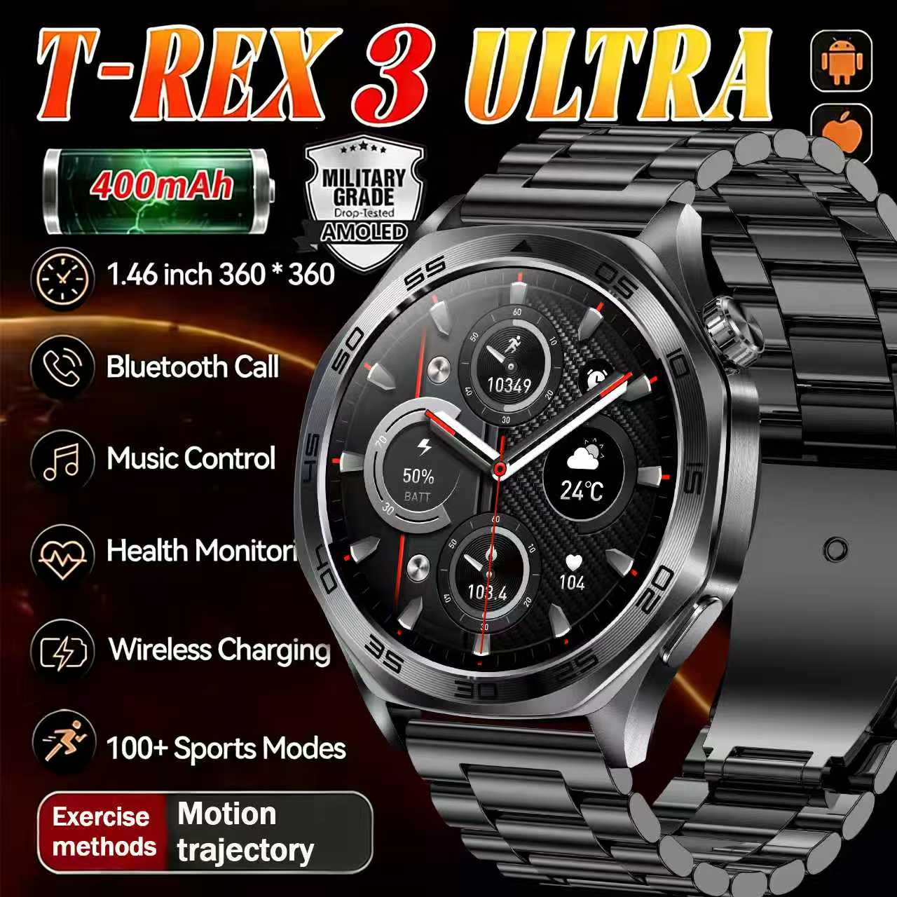 Smartwatch Health Watches For Men - Мужские смарт-часы 2026 с LED-фонариком 1,46