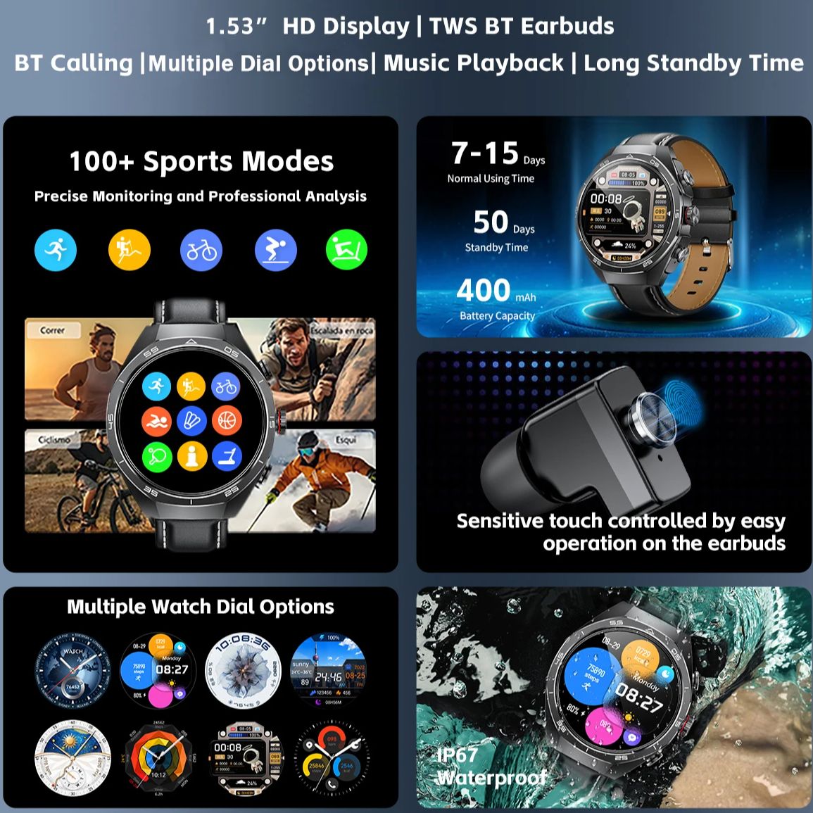 NFC-гарнитура, умные часы 2 в  – обзор и цена Smartwatch Health Watches For Men