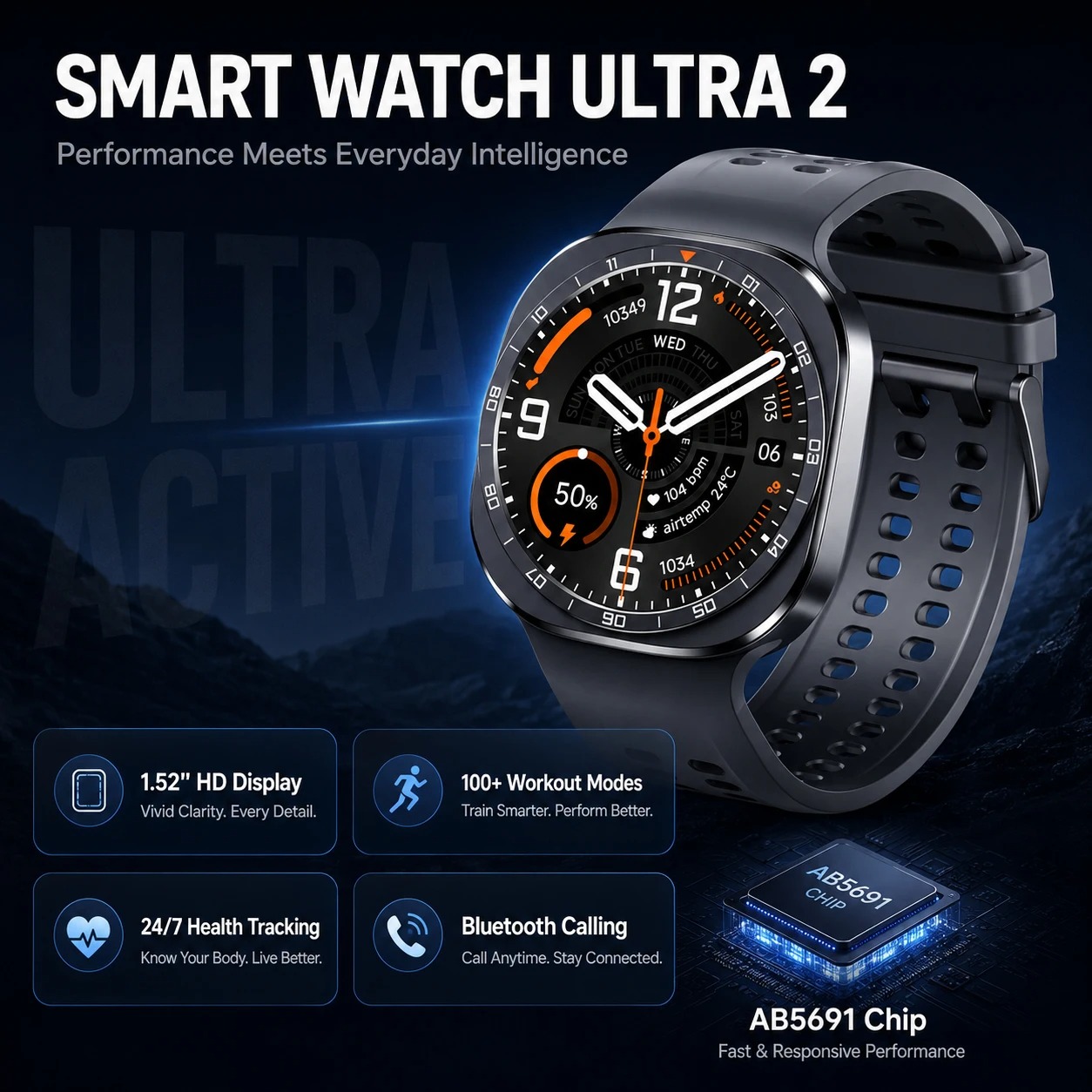 Новые умные часы Ultra 2 для м – обзор и цена Smartwatch Health Watches