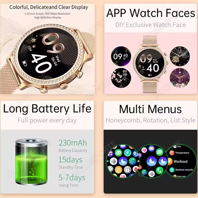 Элегантные женские умные часы  – обзор и цена Smartwatch Health Watches